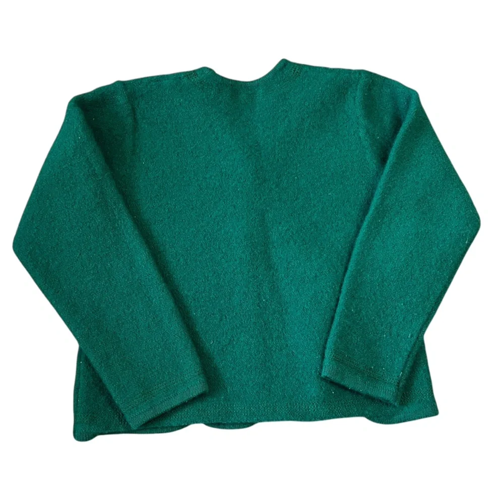 100% Virgin Wool Pendleton Green Button Up Cardigan with Embroidered Detail - Picture 4 of 8